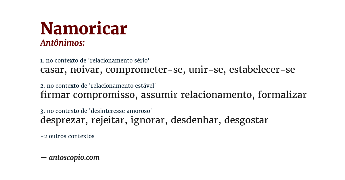 Antônimo de namoricar