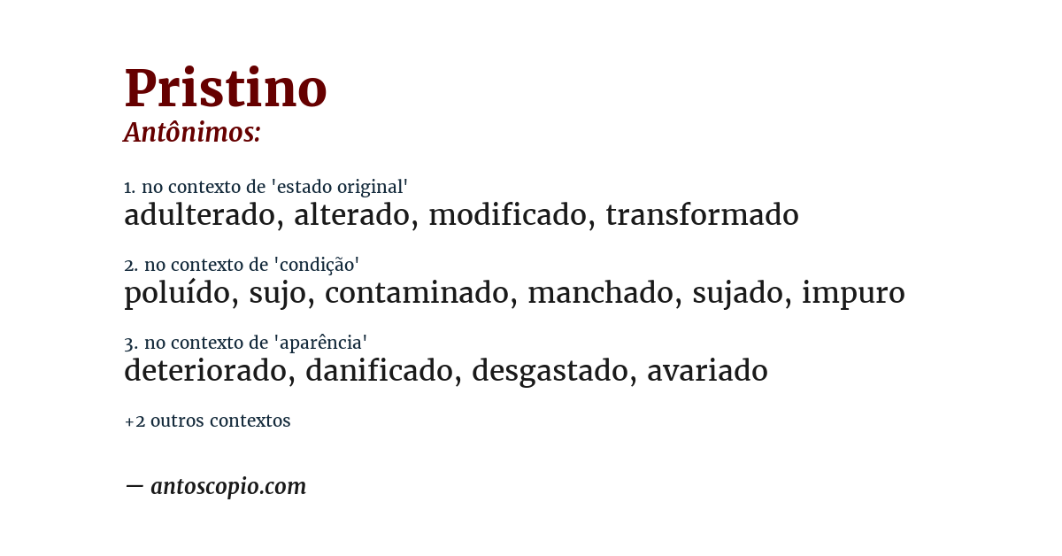 Antônimo de pristino