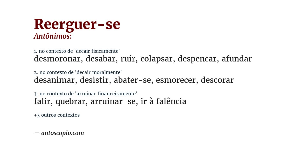 Antônimo de reerguer-se