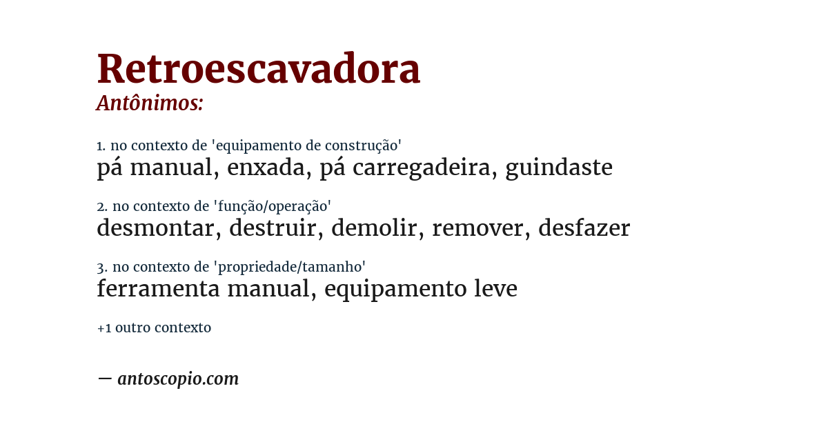 Antônimo de retroescavadora