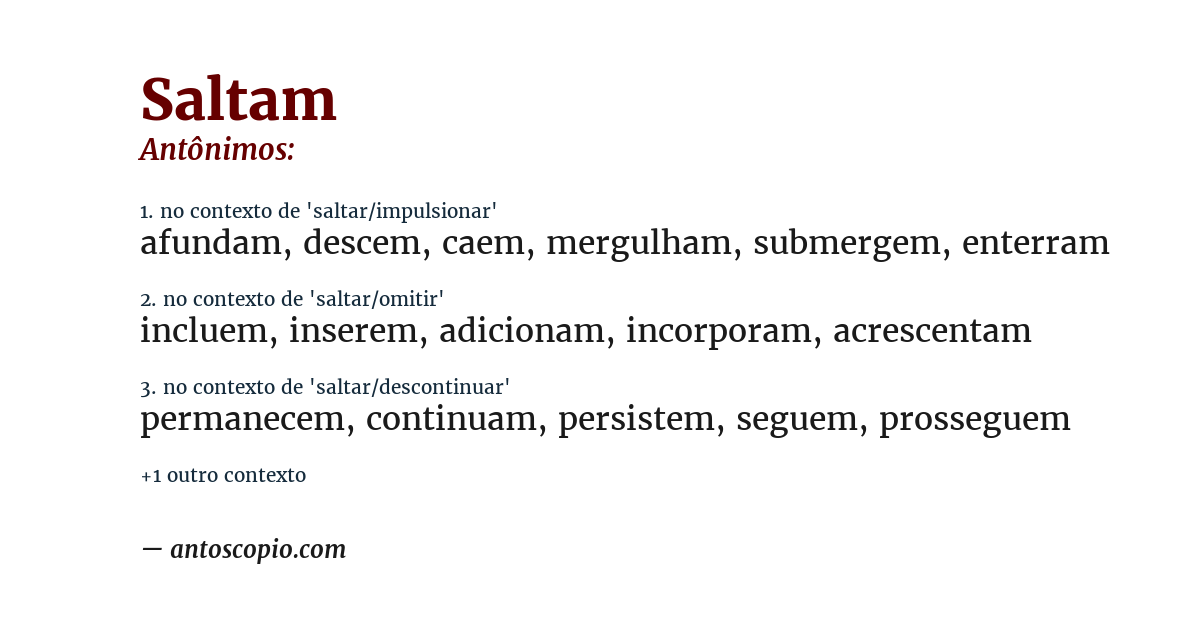 Antônimo de saltam