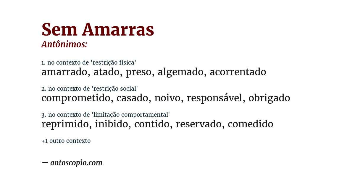 Antônimo de sem amarras