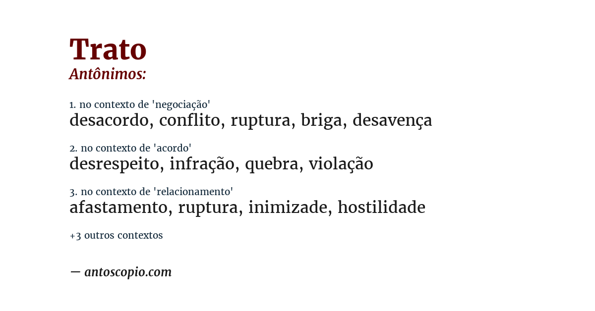 Antônimo de trato