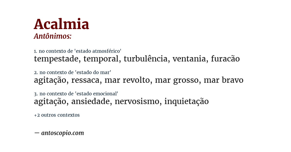 Antônimo de acalmia
