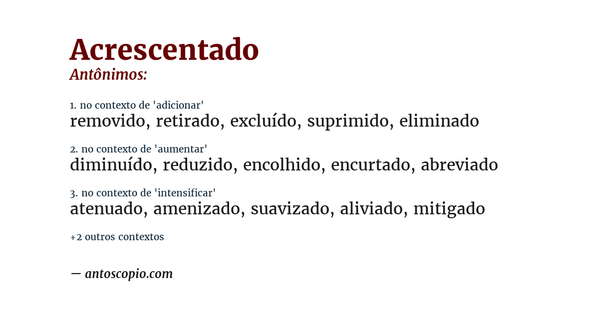 Antônimo de acrescentado