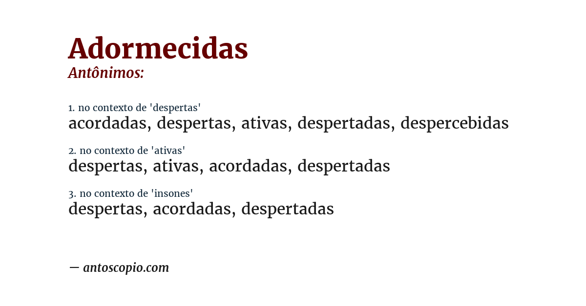 Antônimo de adormecidas