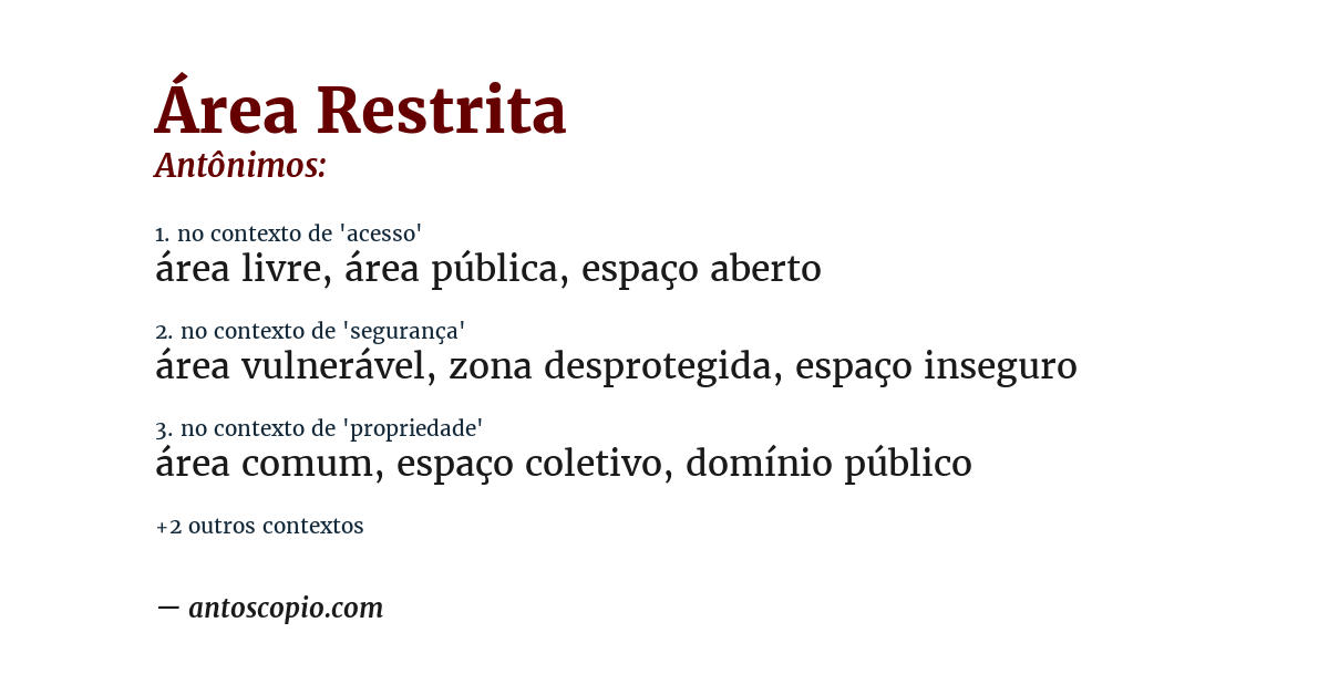 Antônimo de área restrita