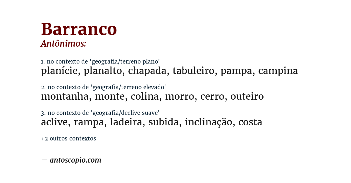 Antônimo de barranco