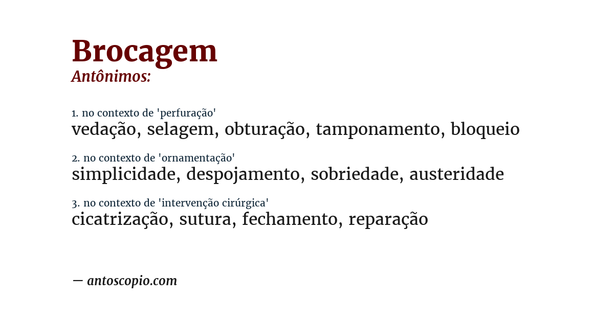 Antônimo de brocagem