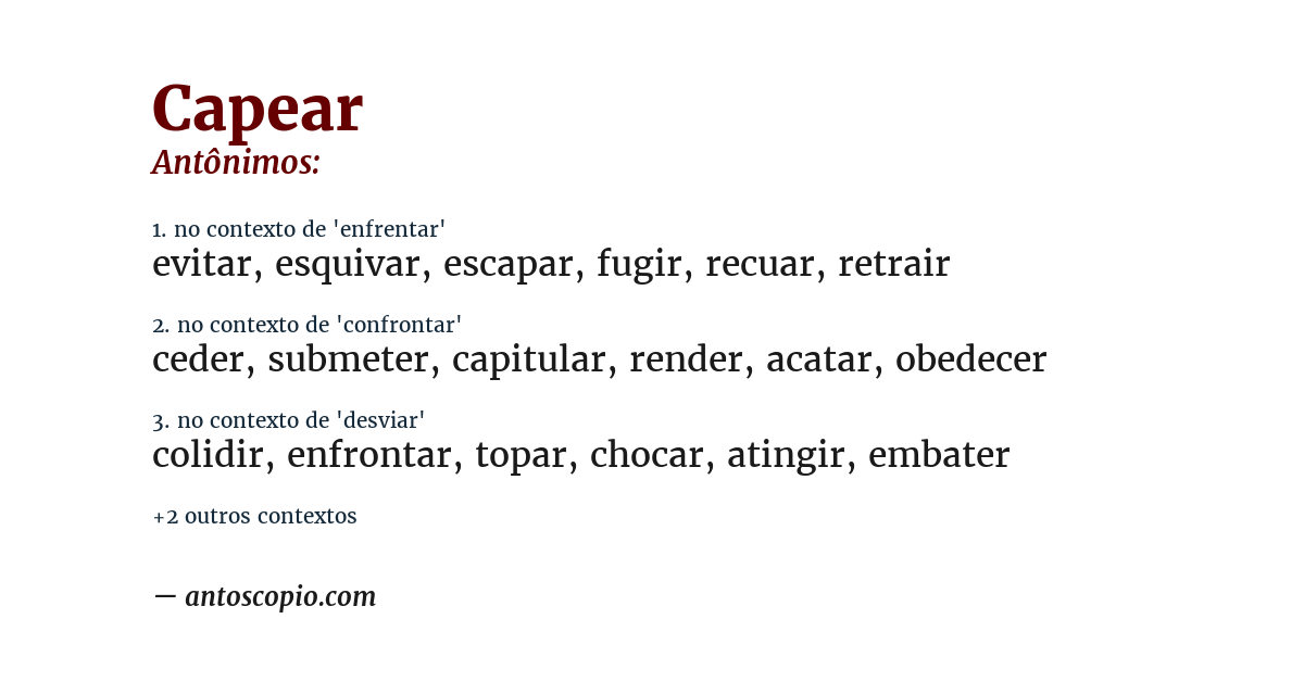 Antônimo de capear