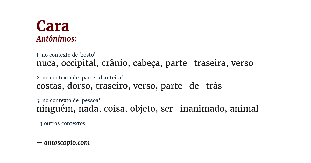 Antônimo de cara