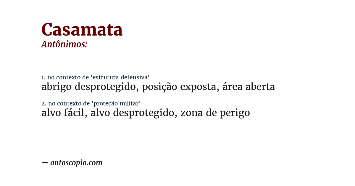 Antônimo de casamata