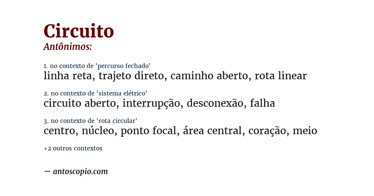 Antônimo de circuito