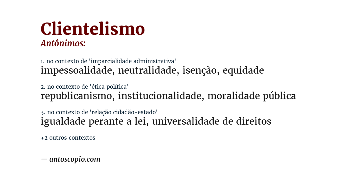 Antônimo de clientelismo