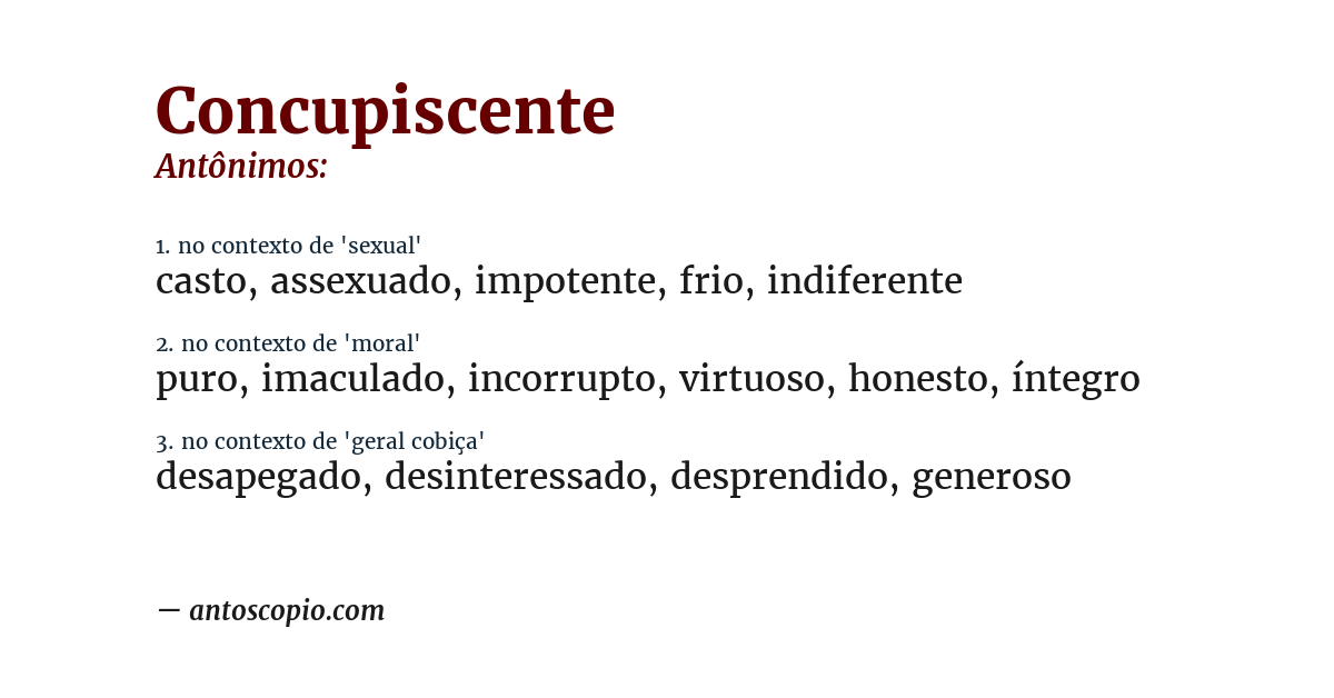 Antônimo de concupiscente
