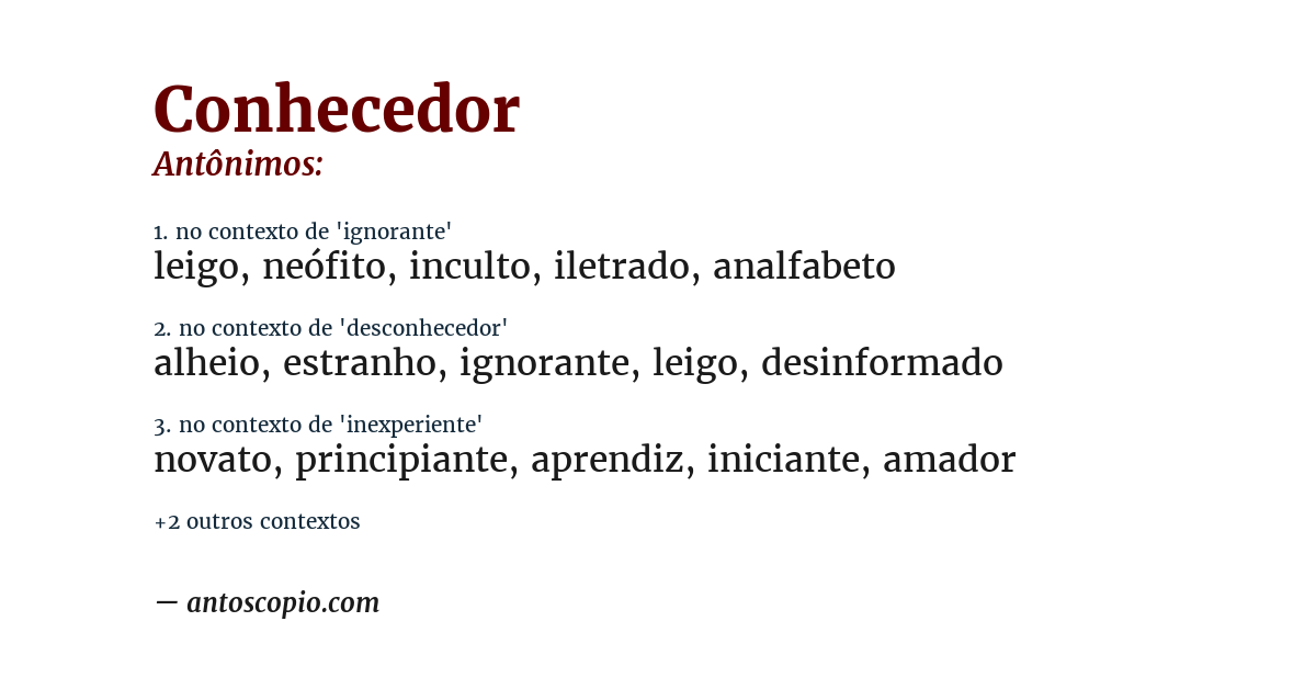 Antônimo de conhecedor
