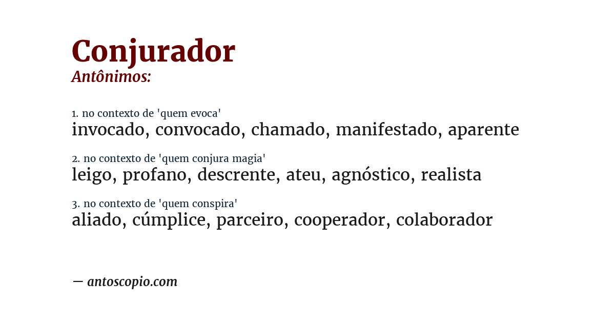 Antônimo de conjurador