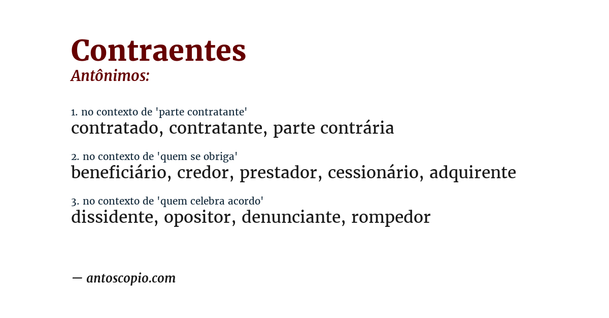 Antônimo de contraentes