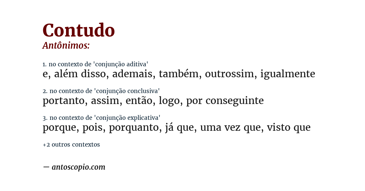 Antônimo de contudo