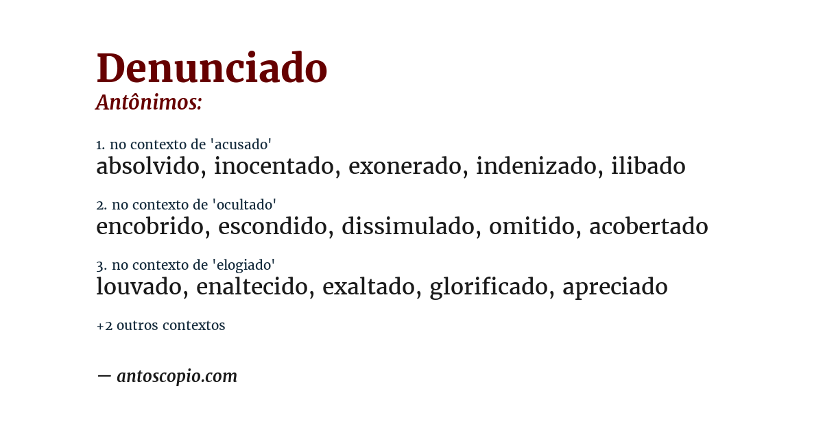 Antônimo de denunciado