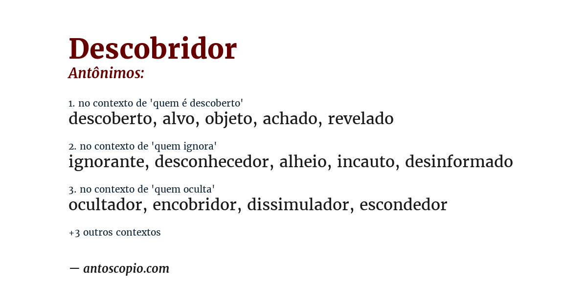 Antônimo de descobridor