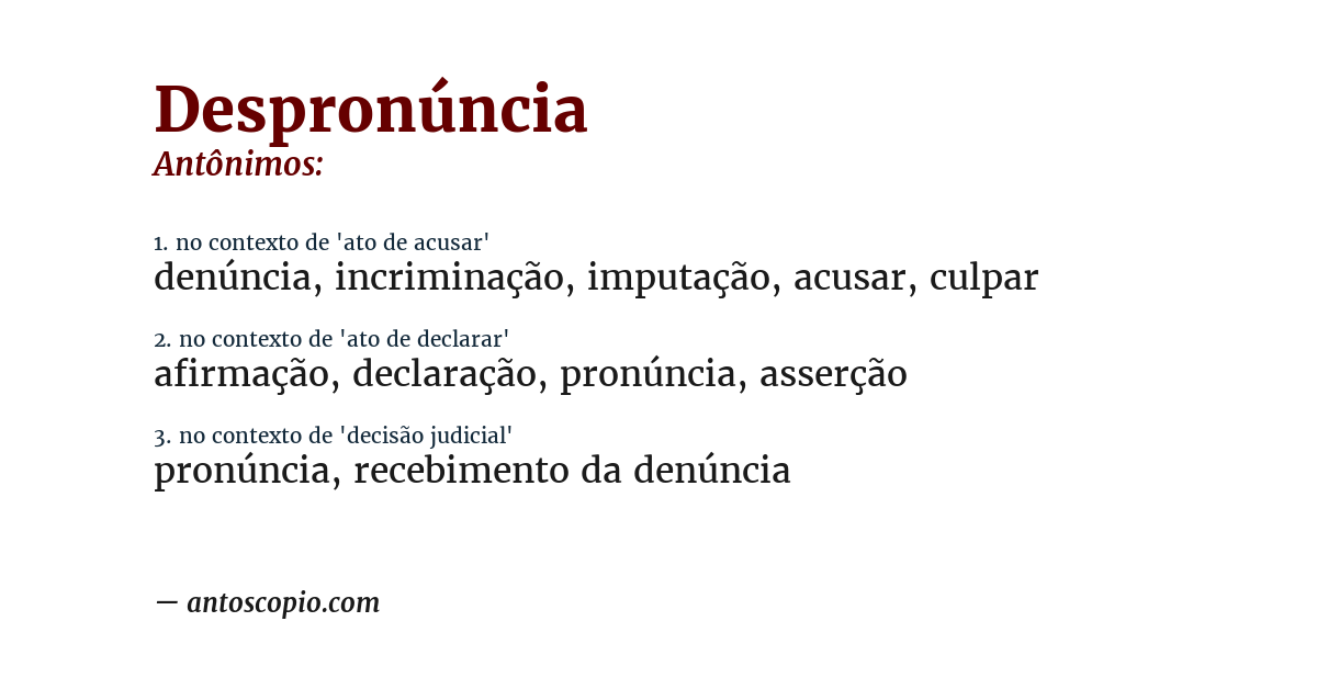 Antônimo de despronúncia