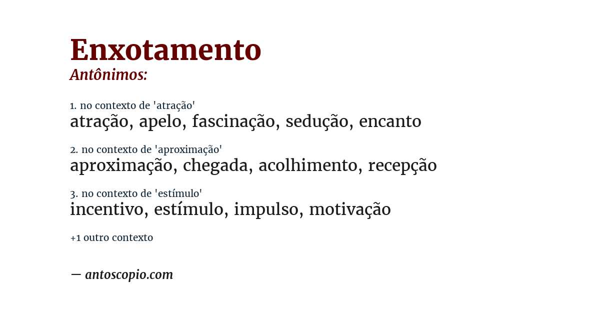 Antônimo de enxotamento
