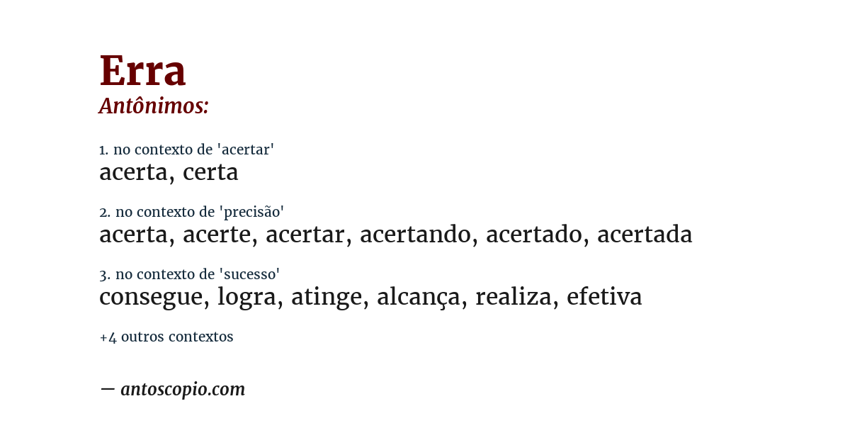 Antônimo de erra