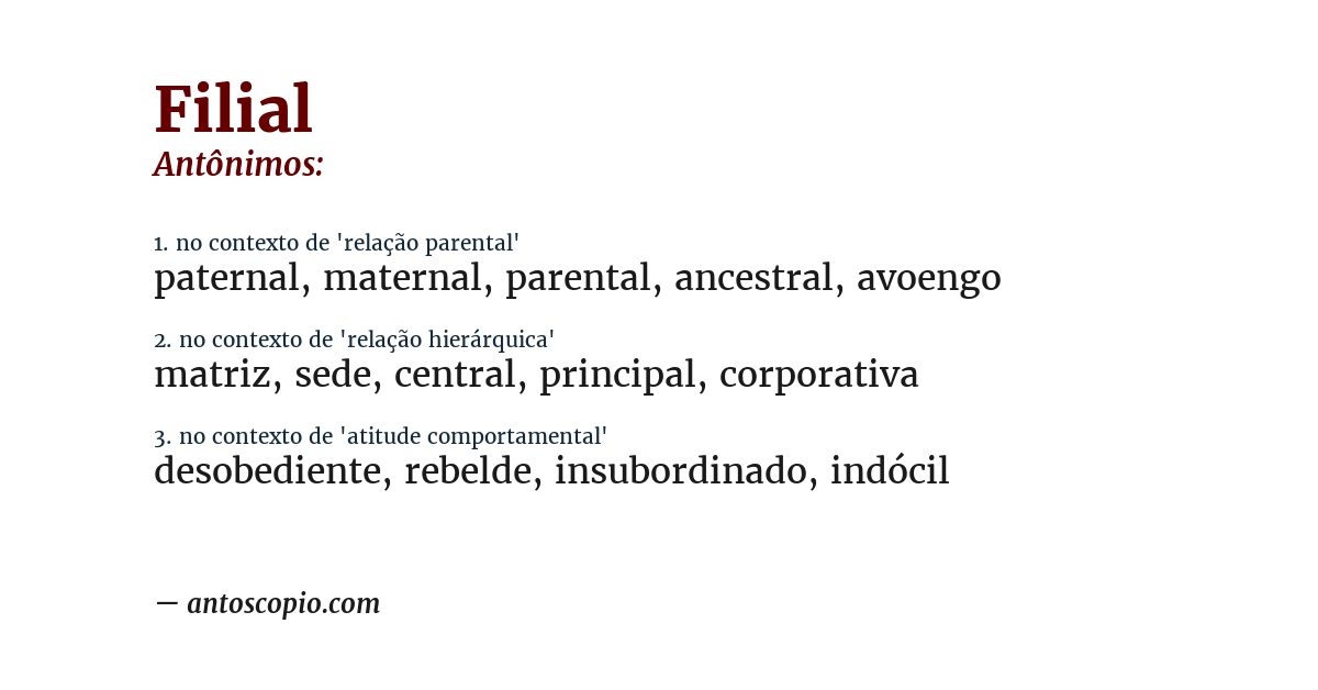 Antônimo de filial