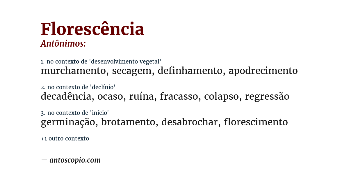 Antônimo de florescência