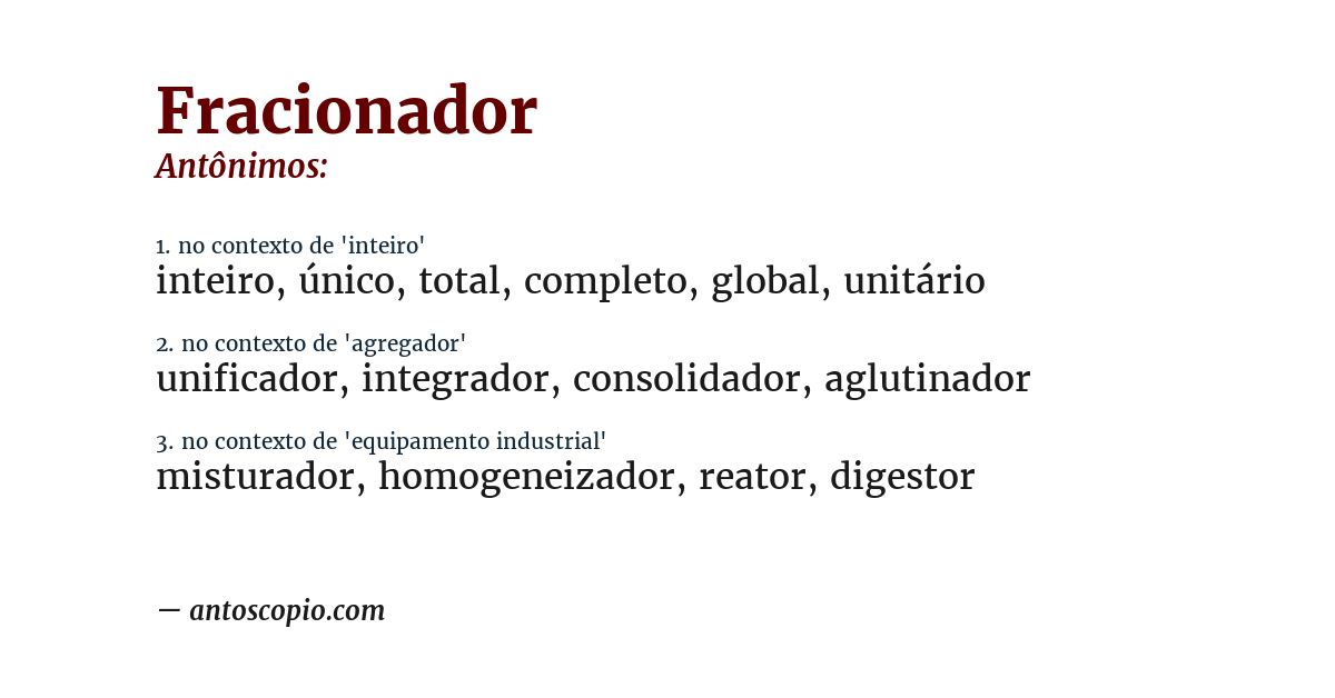 Antônimo de fracionador