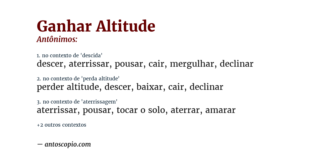 Antônimo de ganhar altitude