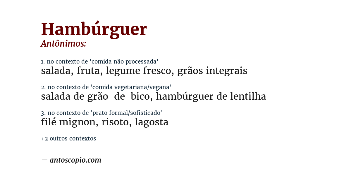 Antônimo de hambúrguer