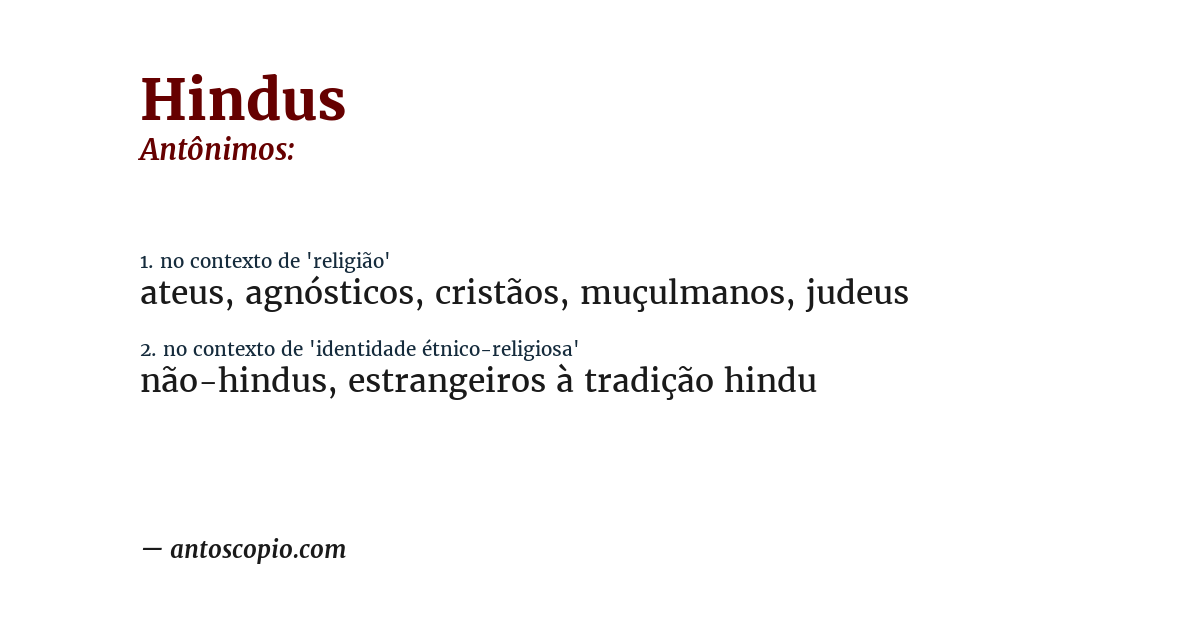 Antônimo de hindus