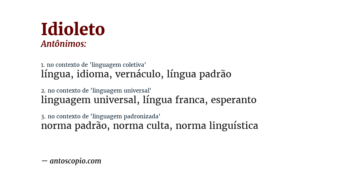 Antônimo de idioleto