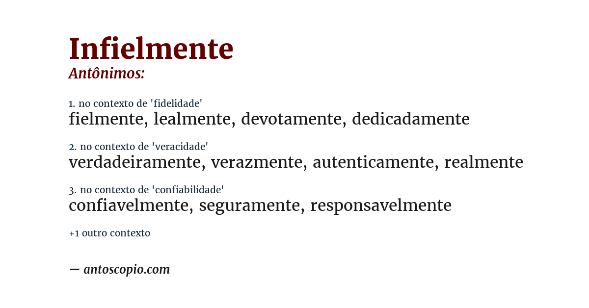 Antônimo de infielmente
