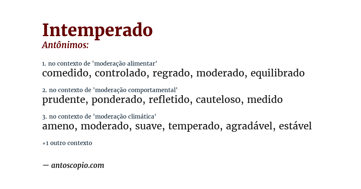Antônimo de intemperado