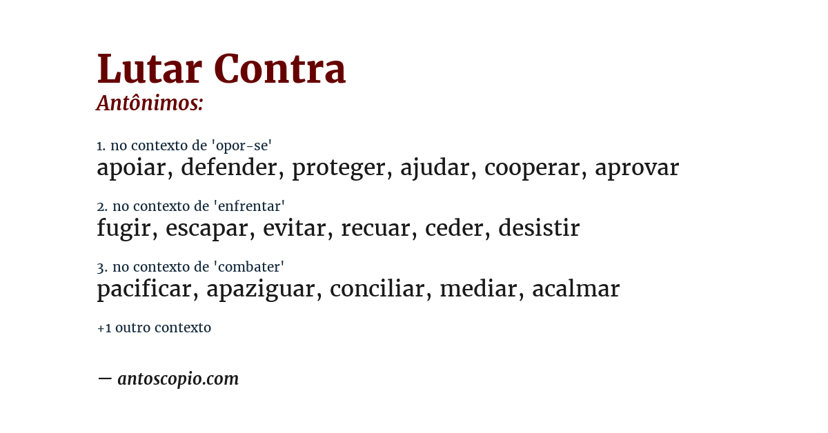 Antônimo de lutar contra