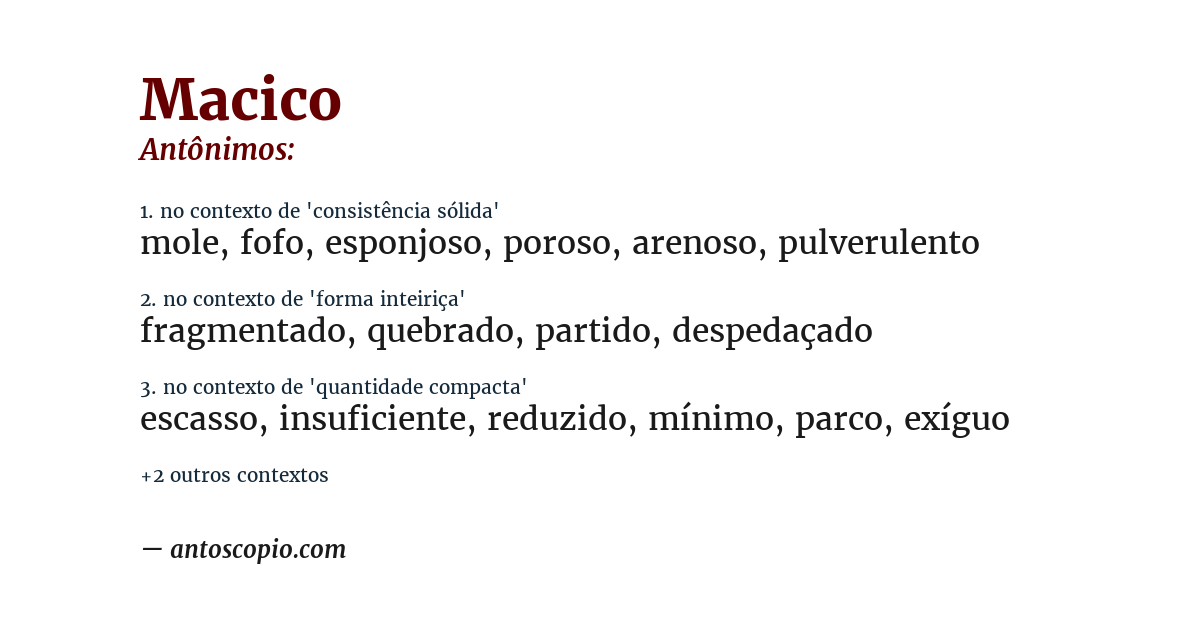 Antônimo de macico