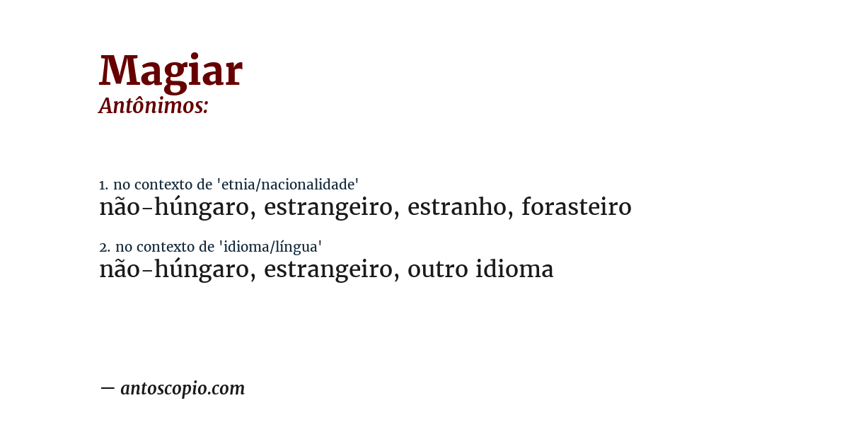 Antônimo de magiar
