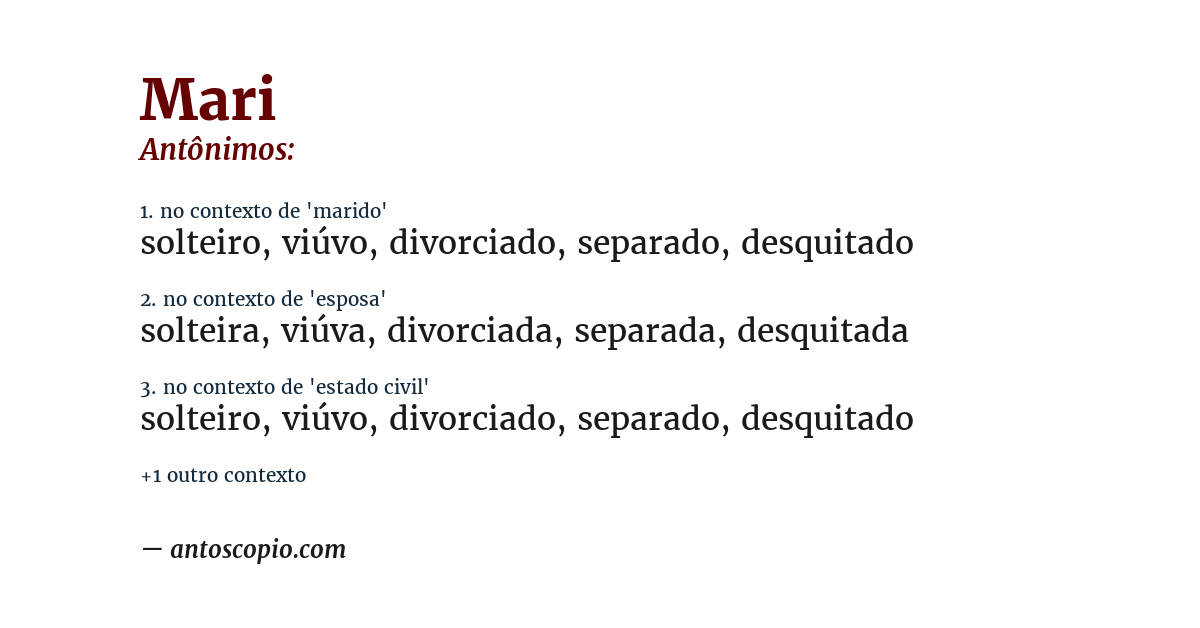 Antônimo de mari