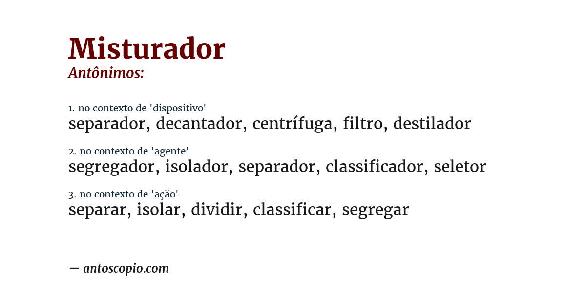 Antônimo de misturador