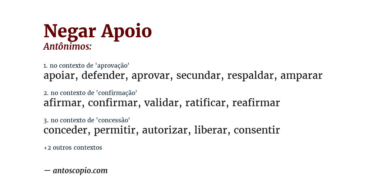 Antônimo de negar apoio