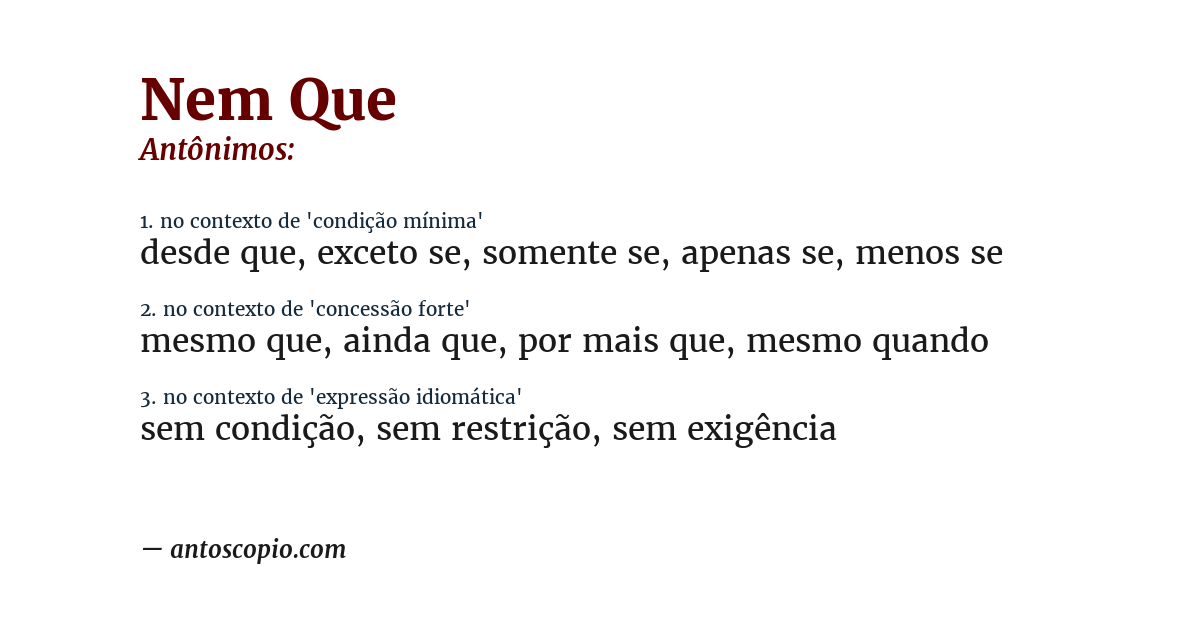 Antônimo de nem que