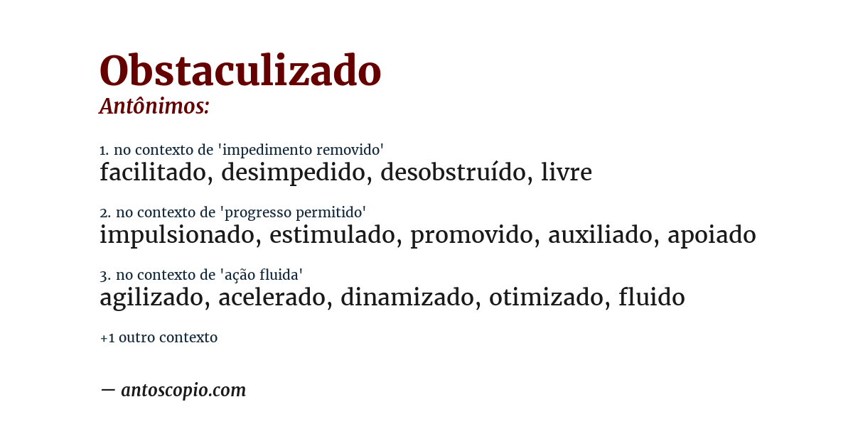 Antônimo de obstaculizado