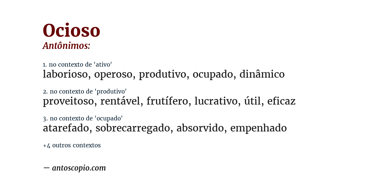 Antônimo de ocioso