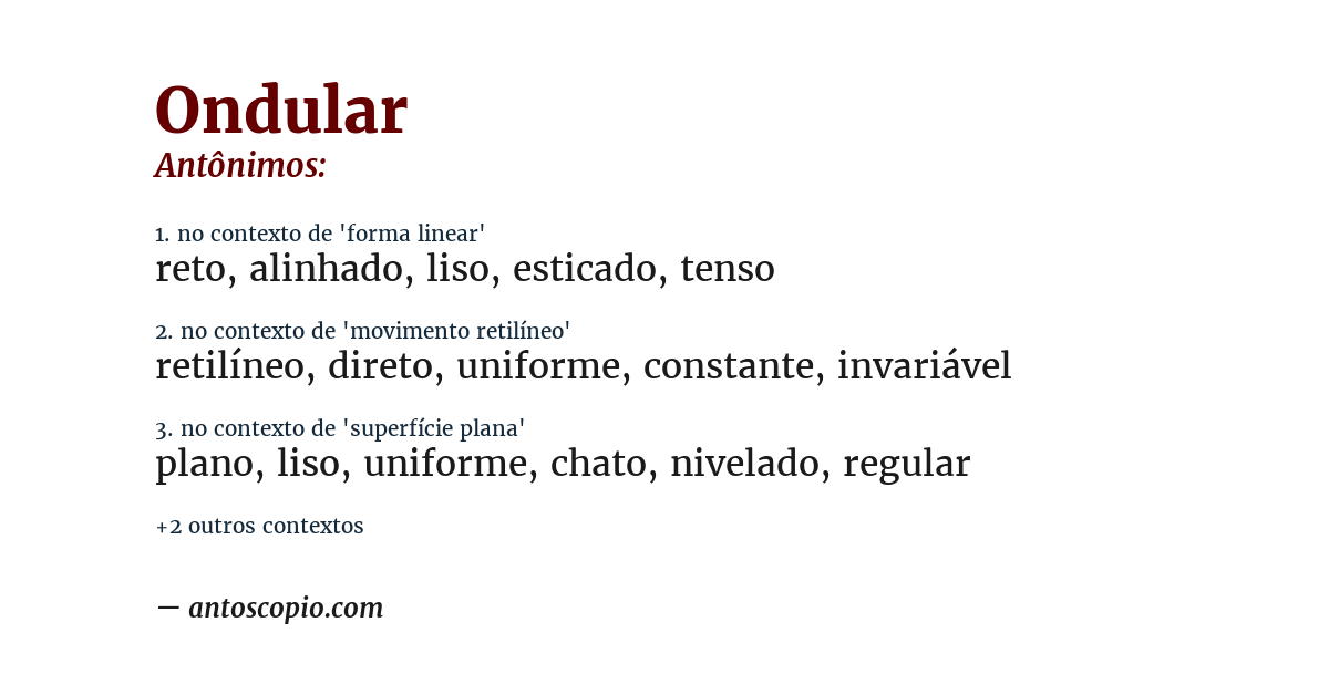 Antônimo de ondular