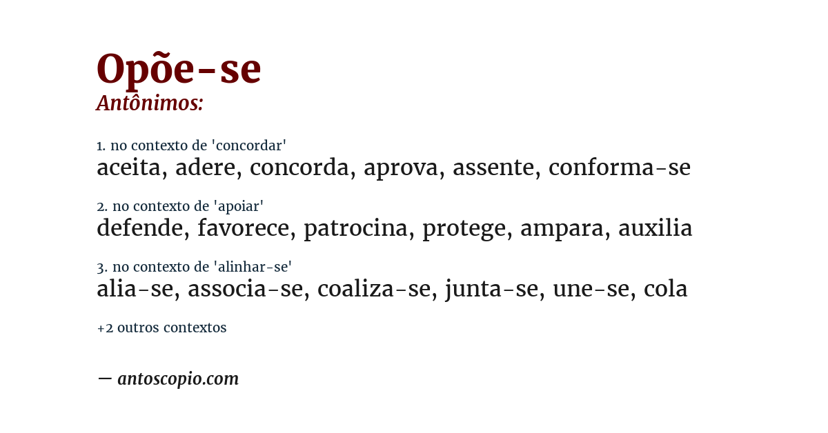 Antônimo de opõe-se