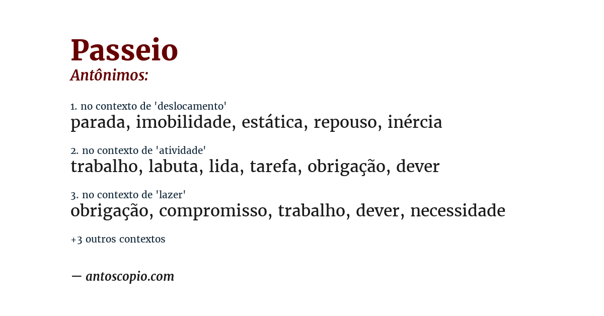Antônimo de passeio