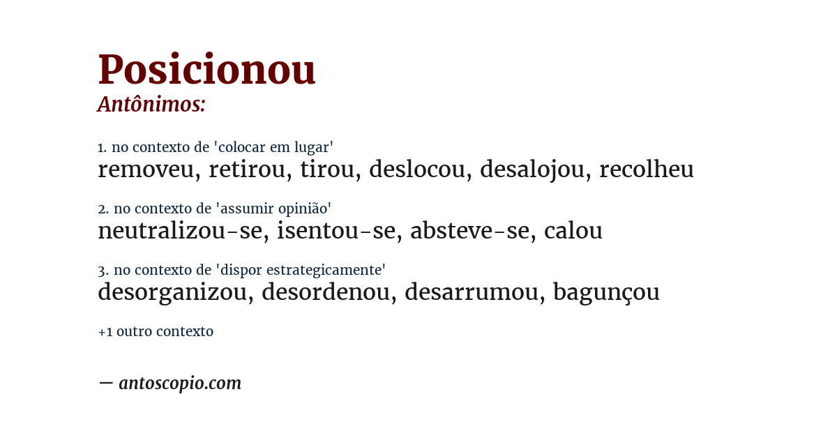 Antônimo de posicionou